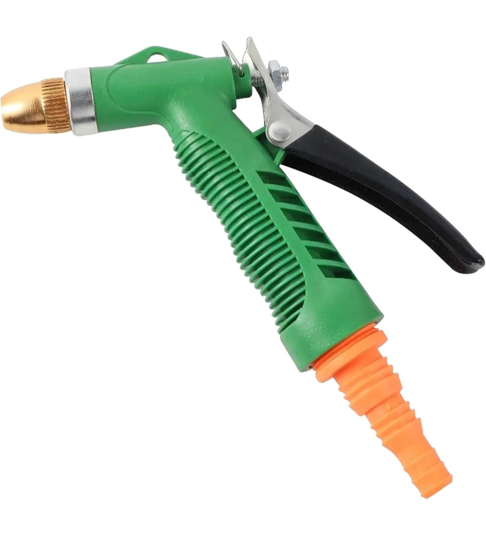 High-Pressure Hose Spray Gun with Brass Nozzle & Rubber Grip Handle (Green)