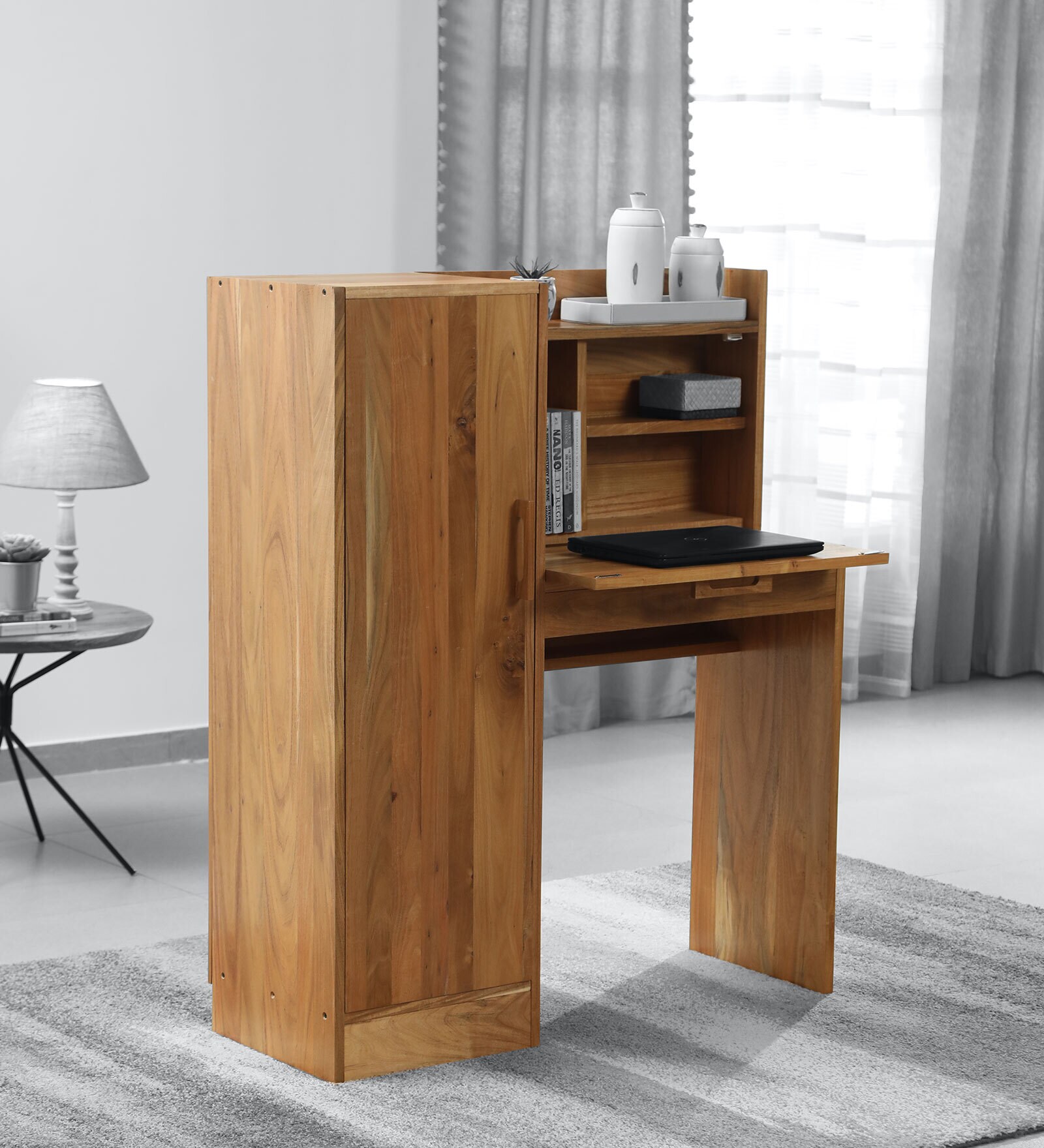 Lucas Solid Wood Writing Table in Natural Finish