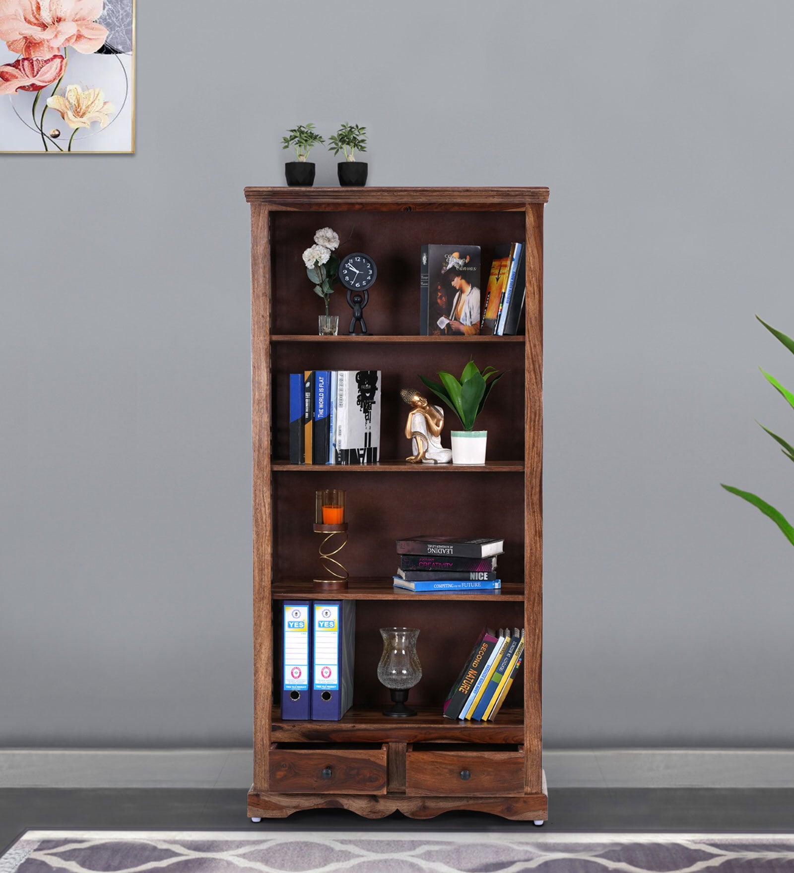 Hilton Sheesham Wood Bookshelf In Brown Finish