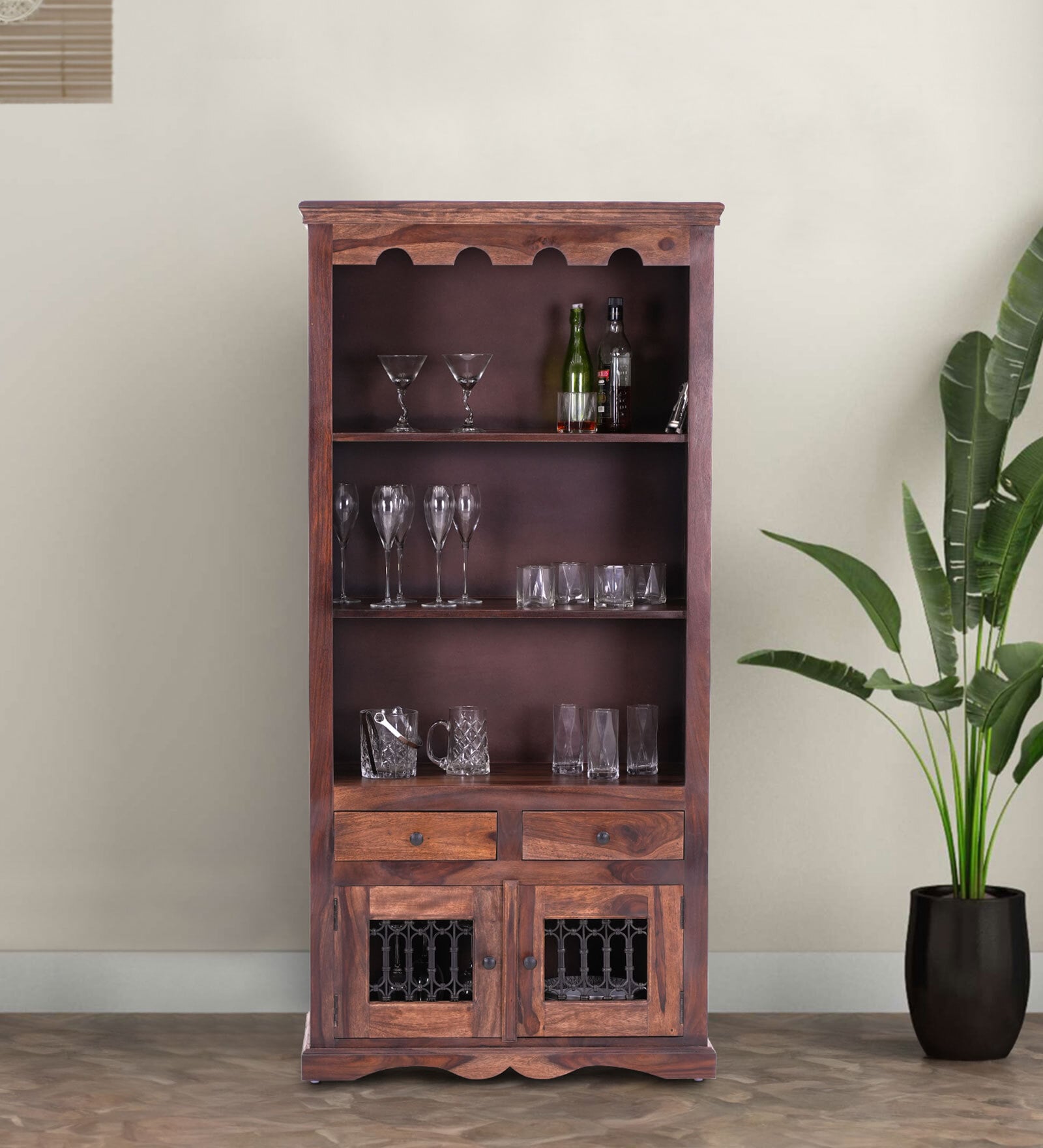 Hilton Crockery Unit In Brown Finish