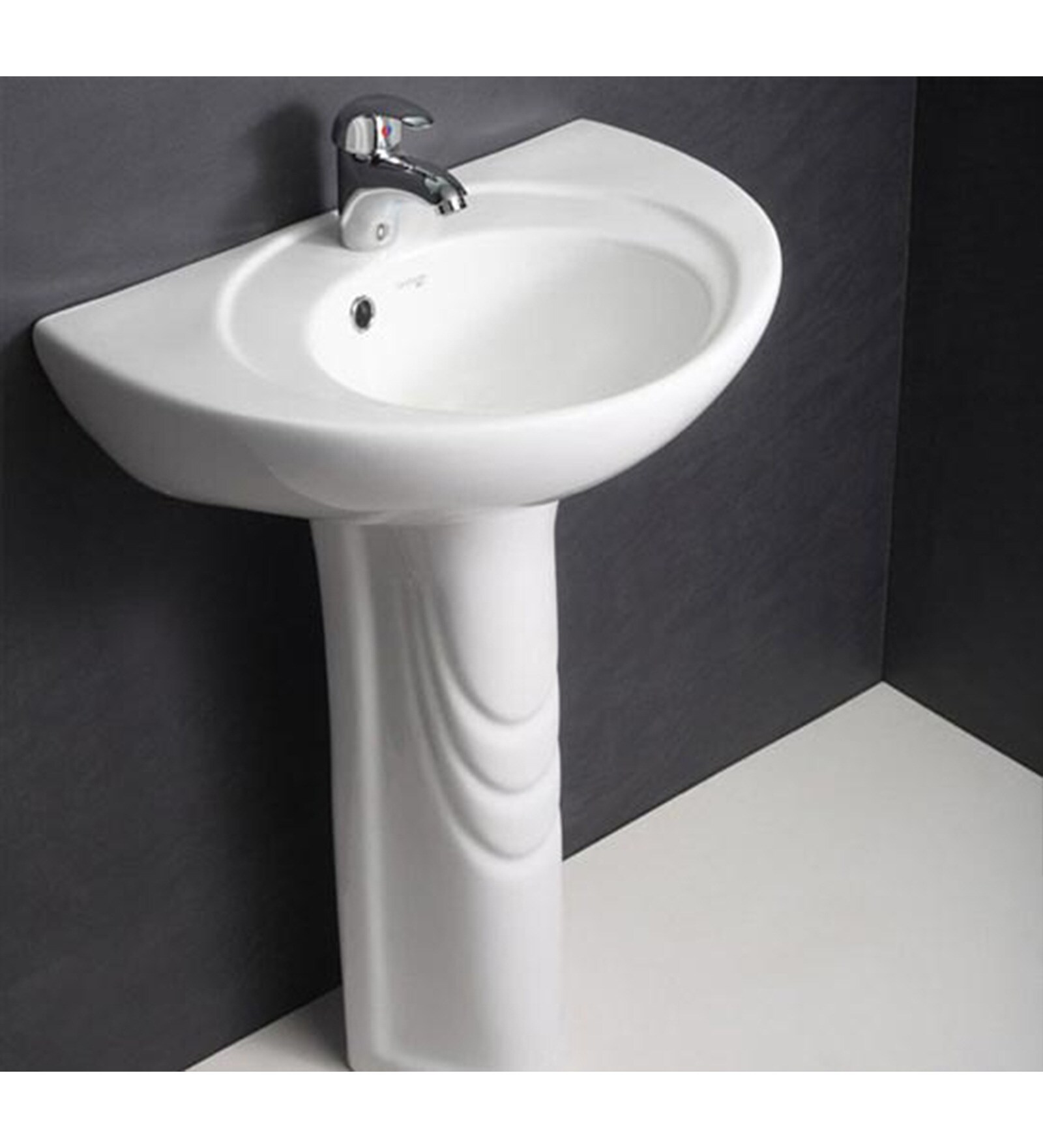 Buy Hindware Mini Regal White Ceramic Full Pedestal Wash Basin 10054