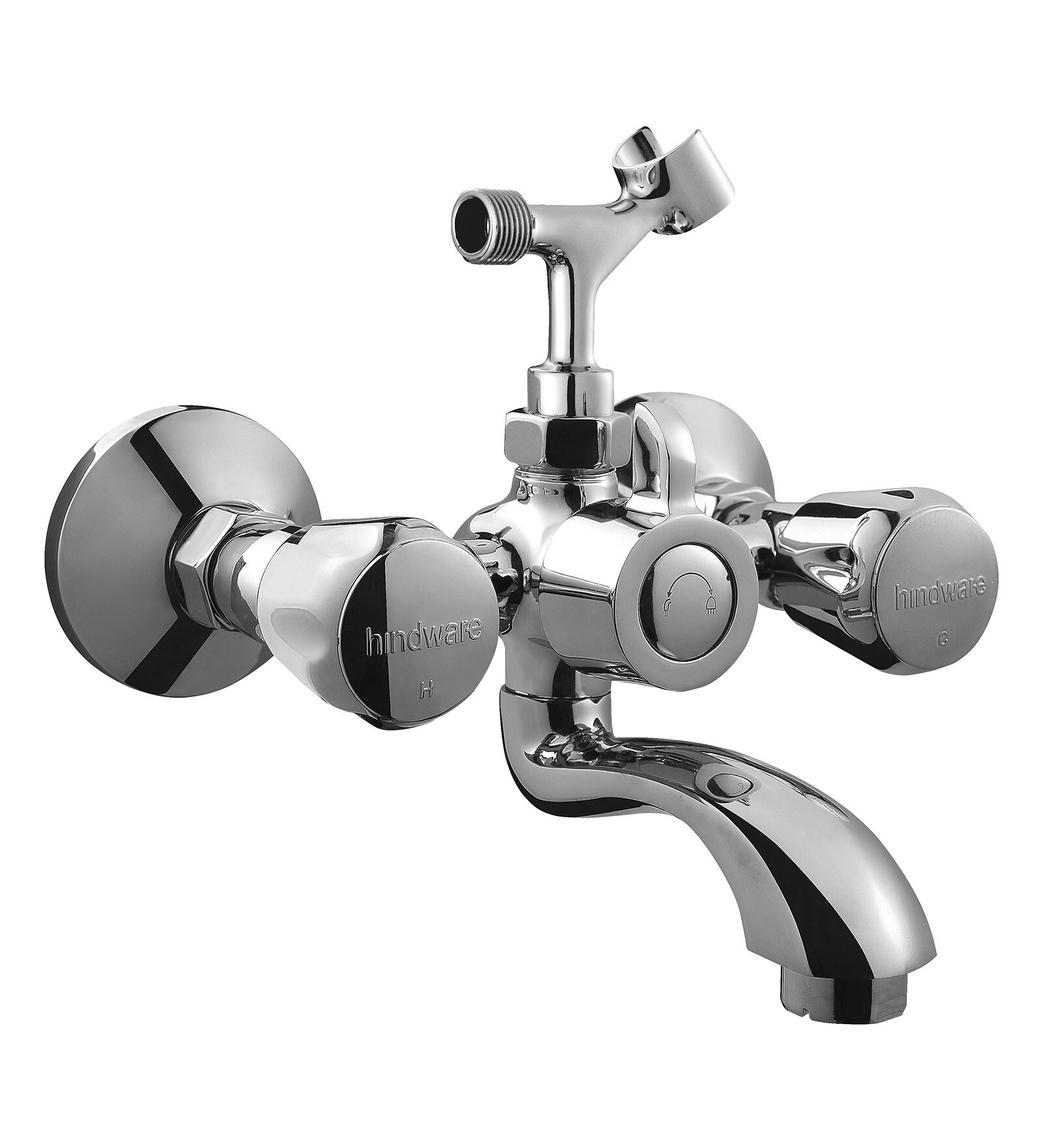 Buy Hindware Contessa Plus Silver Brass Wall Mixer with Hand Shower