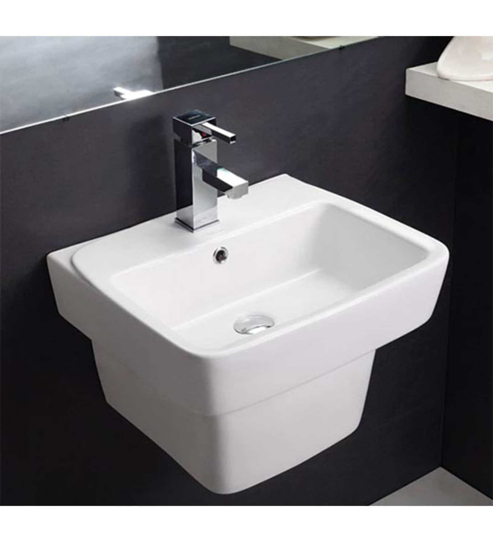 Hindware Tessa White Ceramic Integrated Pedesatal Wash Basin 91052