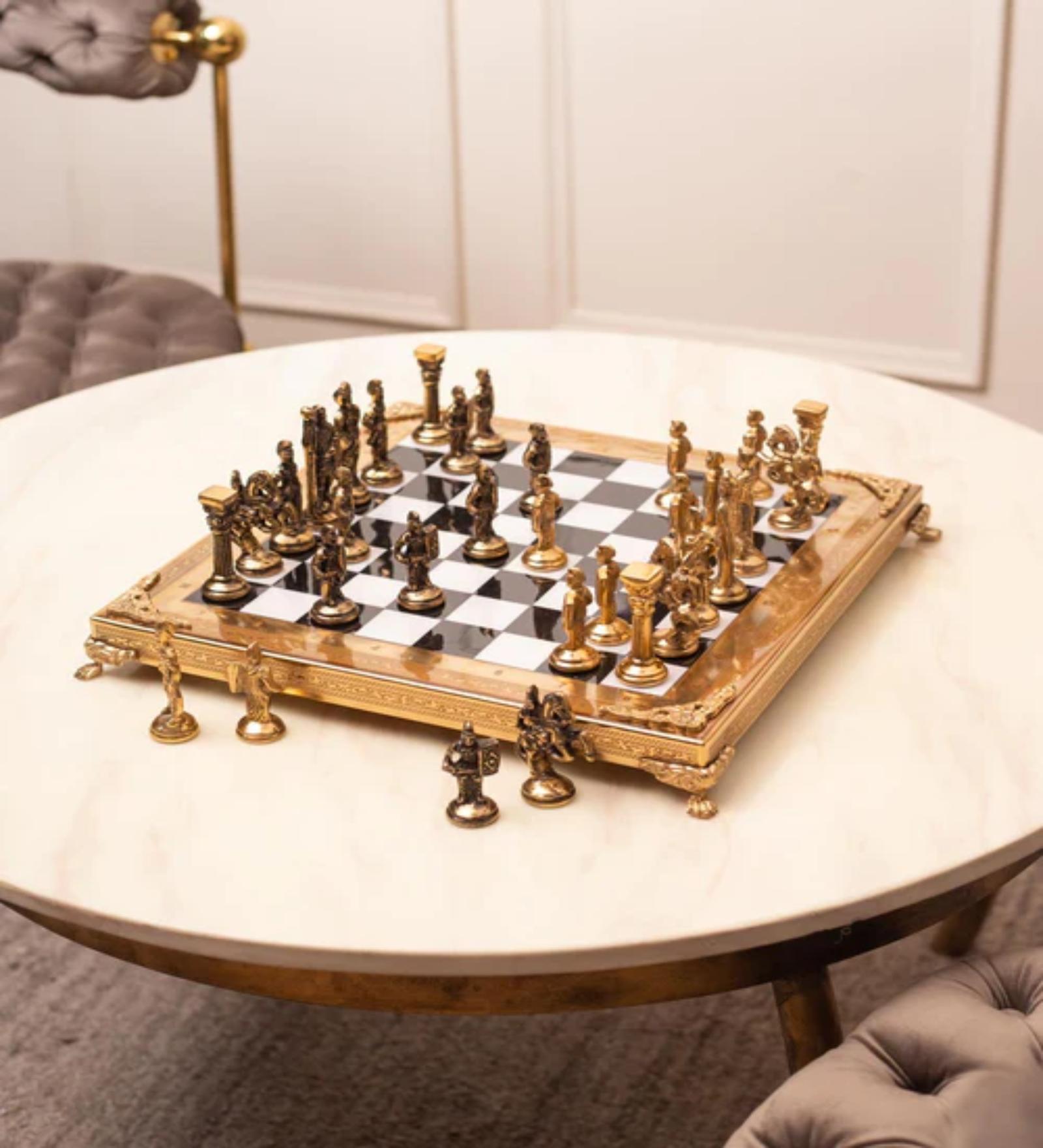 Historical Greek Multicolour Metal Chess Set 