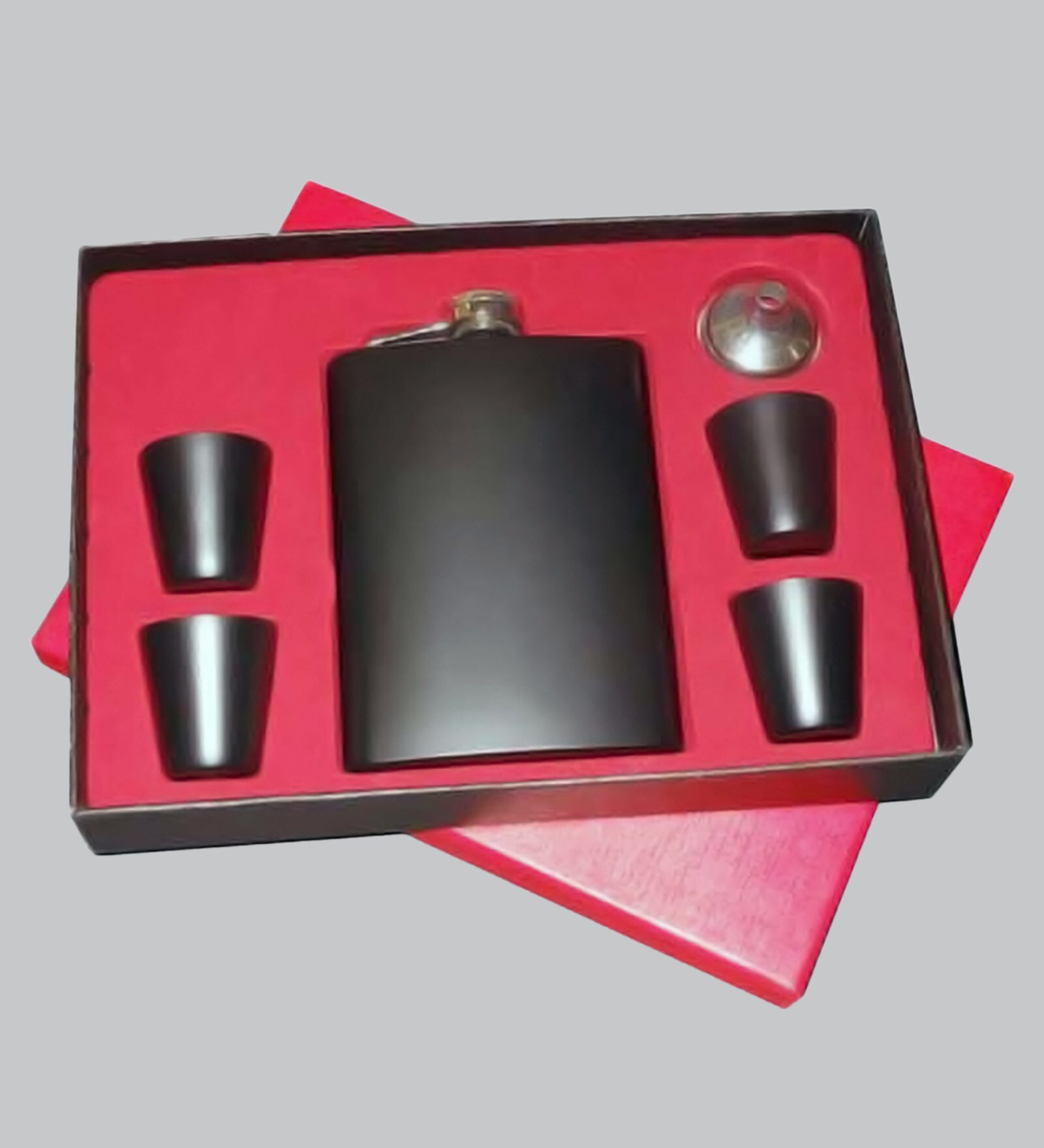 Matte Black Hip Flask Gift Pack