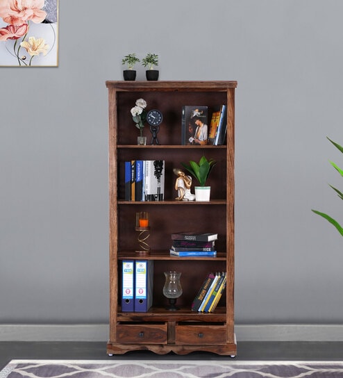 Hilton Sheesham Wood Bookshelf In Brown Finish