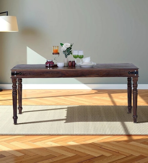 Hilton Sheesham Wood 6 Seater Dining Table In Brown Finish