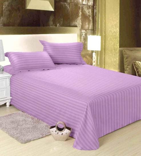 Buy Hilton Stripes Cotton 210tc Single Bedsheet With 1 Pillow