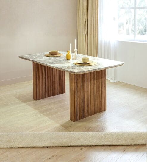 Hiro Solid Wood Dining Table In Natural Finish