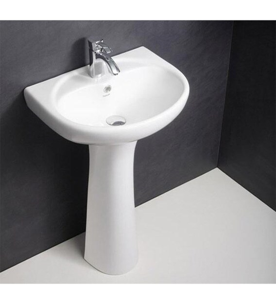 Buy Hindware Cleo White Ceramic Full Pedestal Wash Basin 10012 Online
