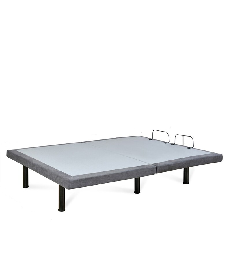 Buy HiTech Metal King Size Bed in White & Grey Finish by Doctor Dreams