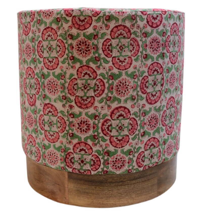 Buy Hibiscus Pouffe Floral Print in Multi Colour by Furnicraftin Online ...