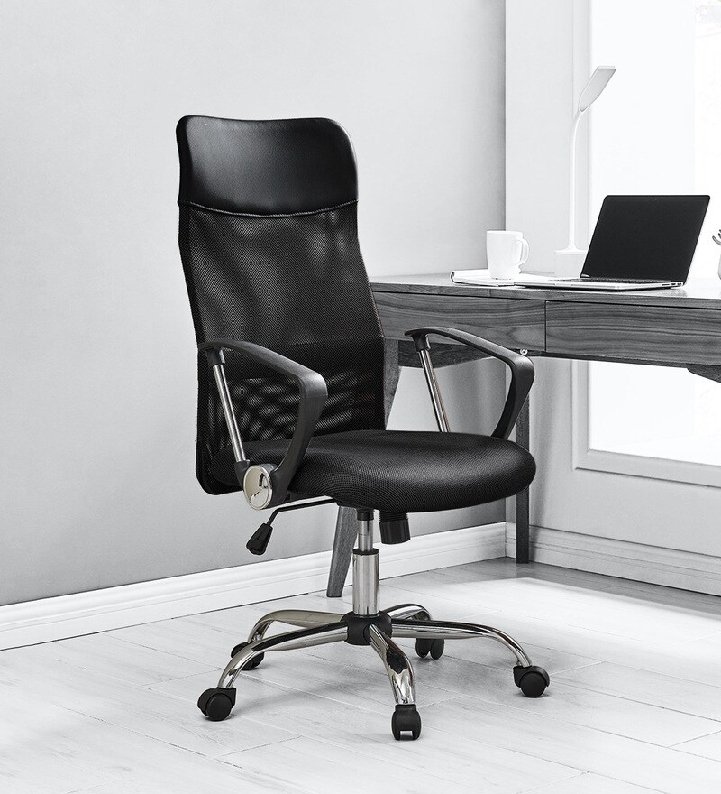Buy High Back Ergonomic chair in Black Colour by Bantia Furniture