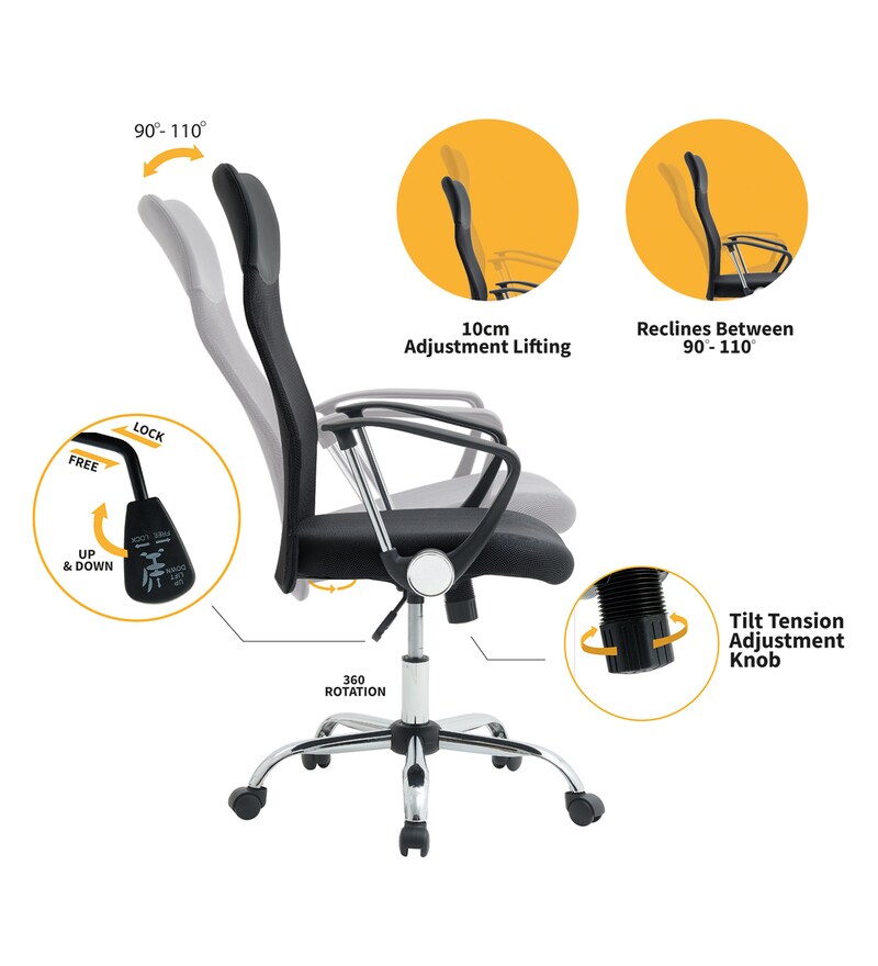 Buy High Back Ergonomic chair in Black Colour by Bantia Furniture