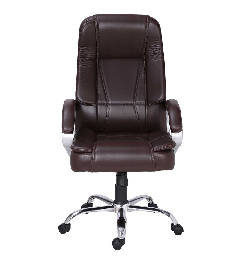 Buy Delun Leatherette Executive Chair in Brown Colour Online