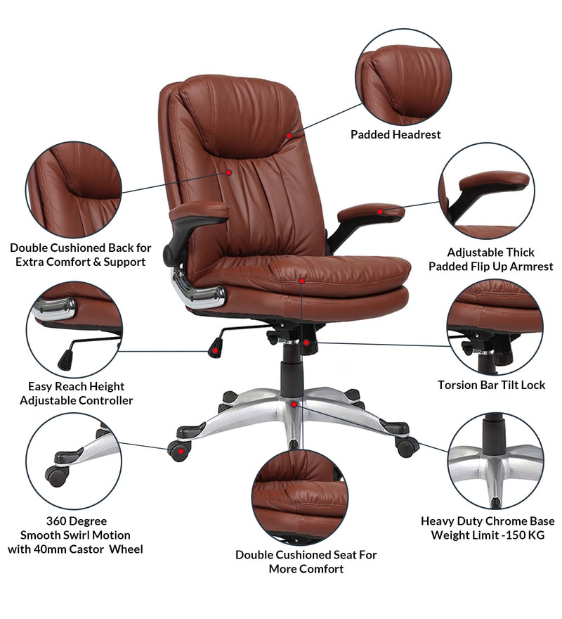 peter high back executive chair in brown colour