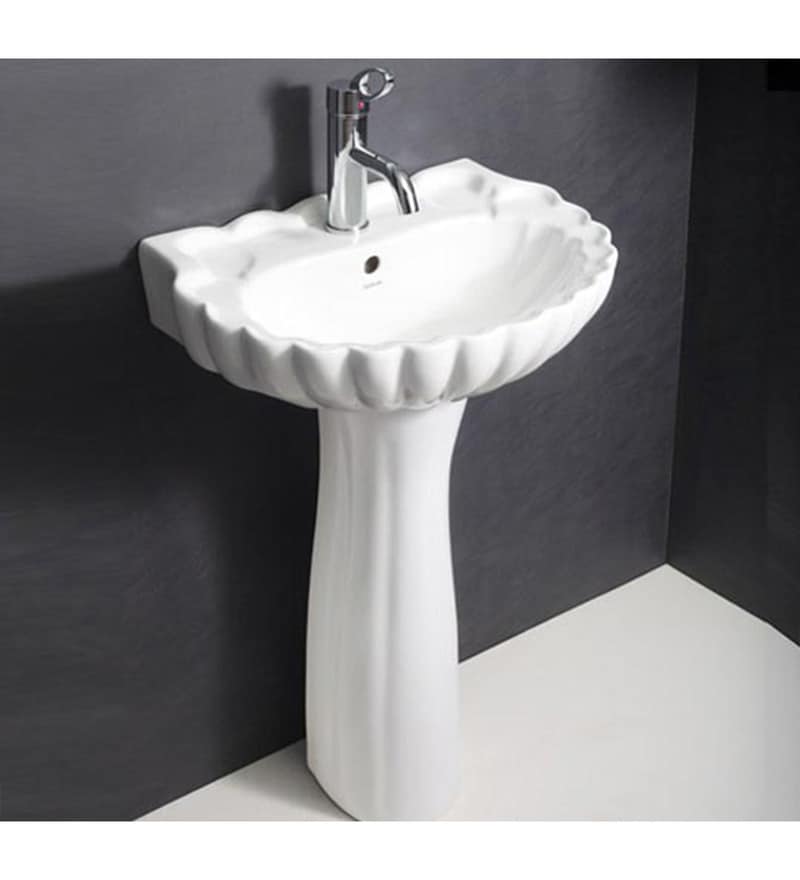 Buy Hindware Lotus White Ceramic Full Pedestal Wash Basin 10013 Online ...