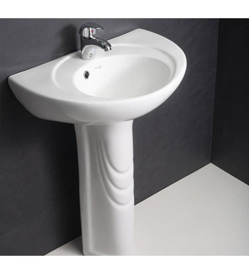 Buy Hindware Mini Regal White Ceramic Full Pedestal Wash Basin 10054