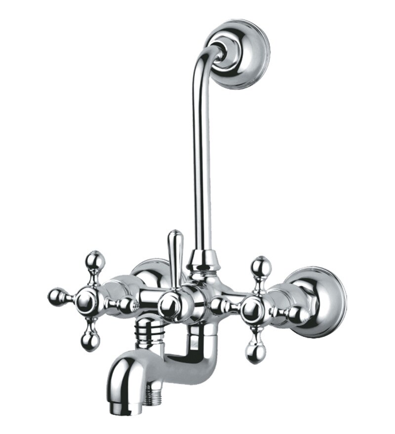Buy Hindware Othello Silver Brass 3in1 Wall Mixer with Bend Pipe