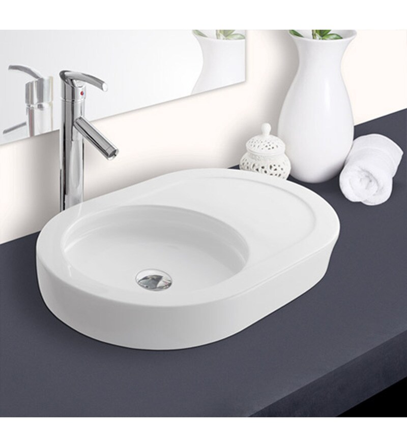 Buy Hindware Splendor Oval Ceramic Table Top Wash Basin (Model No 91083) Online Wash Basins
