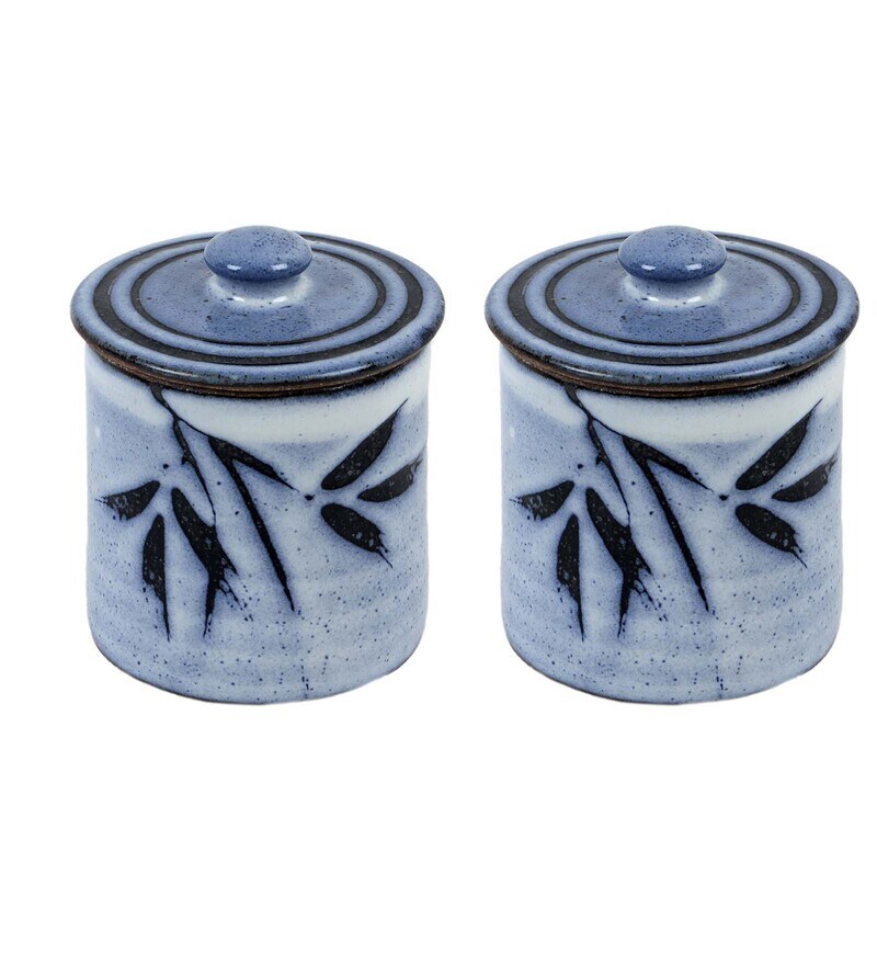 Buy Hiper 250ml (Set of 2) Ceramic Jar Container by Nakshikathaa Online