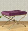 Hickory Metal Upholstered Seating Stool In Purple Colour