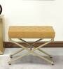 Hickory Metal Upholstered Seating Stool In Yellow Colour