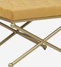 Hickory Metal Upholstered Seating Stool In Yellow Colour