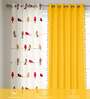 High garden + Yellow pom pom Printed Cotton Curtains for Door Pack of 3