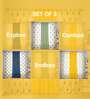High garden + Yellow pom pom Printed Cotton Curtains for Door Pack of 3