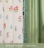 High Garden Red & Aura Green Printed Cotton Curtains for Long Door Pack of 3