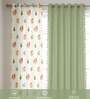 High Garden Red & Aura Green Printed Cotton Curtains for Long Door Pack of 3