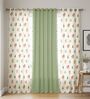 High Garden Red & Aura Green Printed Cotton Curtains for Long Door Pack of 3