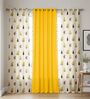 High Garden Yellow & Aura Yellow Printed Cotton Curtains for Long Door Pack of 3