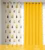 High Garden Yellow & Aura Yellow Printed Cotton Curtains for Long Door Pack of 3