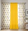 High Garden Yellow & Aura Yellow Printed Cotton Curtains for Window Pack of 3
