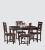 Hilton Wooden 4 Seater Dining Table Set Sheesham Wood In Brown