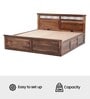 Hilton Wooden Queen Sized Bed In Brown Finish With Hydraulic Storage