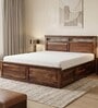 Hilton Wooden Queen Sized Bed In Brown Finish With Hydraulic Storage