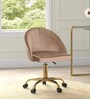 Hindmen Velvet Guest Chair In Brown Colour