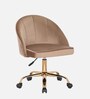 Hindmen Velvet Guest Chair In Brown Colour