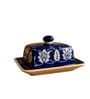 Blue Meadow Ceramic butterdish Handmade Container with Tray & lid Microwave & Dishwasher Safe Serve Ware