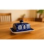 Blue Meadow Ceramic butterdish Handmade Container with Tray & lid Microwave & Dishwasher Safe Serve Ware