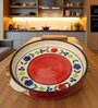 Hand Painted Multi Coloured Ceramic Serving Tray/Sizzler Tray Microwave Safe9.5 inch (Set of 1)