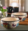 Joyful Village Ceramic Bowl Set of 2(750ml Each)