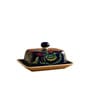 Pushp Vatika Ceramic butterdish Handmade Container with Tray & lid Microwave & Dishwasher Safe Serve Ware
