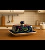 Pushp Vatika Ceramic butterdish Handmade Container with Tray & lid Microwave & Dishwasher Safe Serve Ware