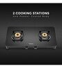 Hindware ALVERIO 2 Brass Burners Gas Stove With Glass Top, 8mm Toughened Glass (Black, Manual Ignition)