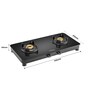 Hindware ALVERIO 2 Brass Burners Gas Stove With Glass Top, 8mm Toughened Glass (Black, Manual Ignition)