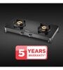 Hindware ALVERIO 2 Brass Burners Gas Stove With Glass Top, 8mm Toughened Glass (Black, Manual Ignition)